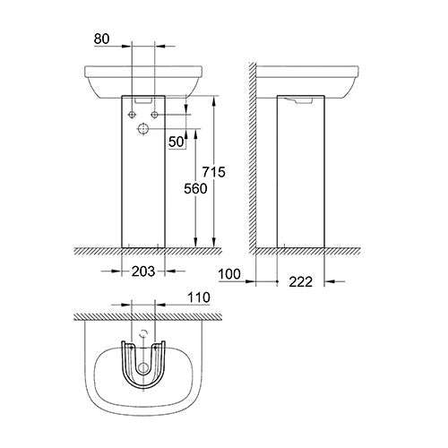 GROHE Euro Ceramic Round Full Pedestal