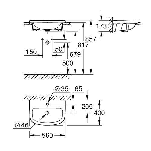 GROHE Bau Drop-In Vanity Basin