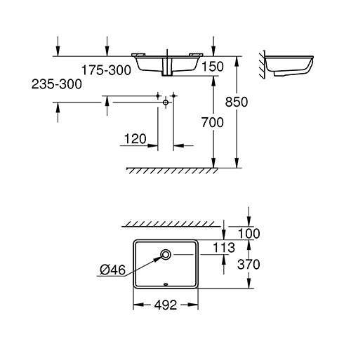 GROHE Cube Ceramic Undermount Vanity Basin