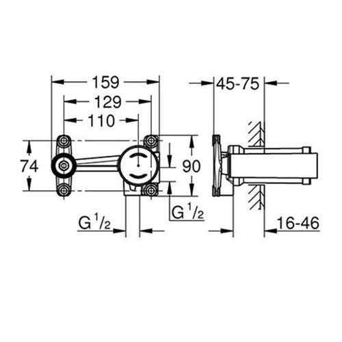 GROHE Non Rapido Universal Concealed Body For Single Lever Mixers 1/2"