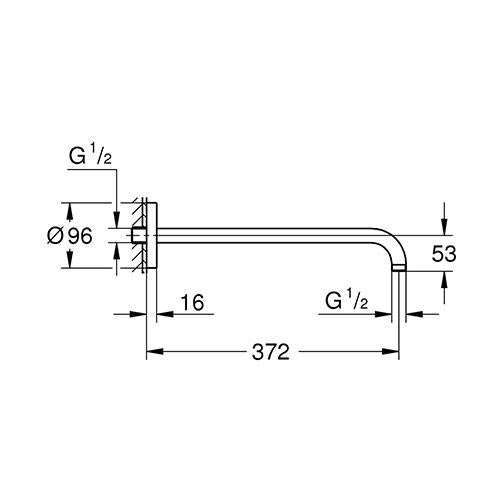 GROHE Rainshower® Modern Shower Arm 372mm