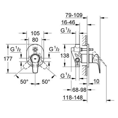 GROHE Bauflow Concealed Diverter Mixer Trim Set