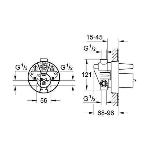 GROHE Concealed Body for Single-Lever Diverter Bath Mixer
