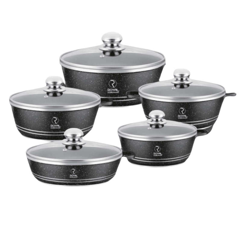 10 Piece Aluminum Pot Set  Granite Finish