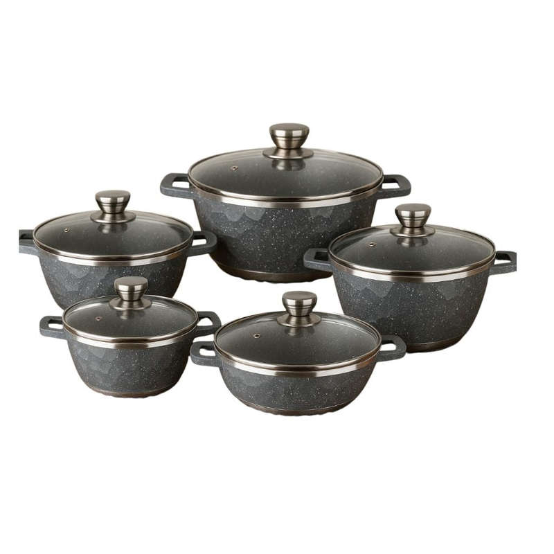 10 Piece Aluminium Pot Set - Moonrock