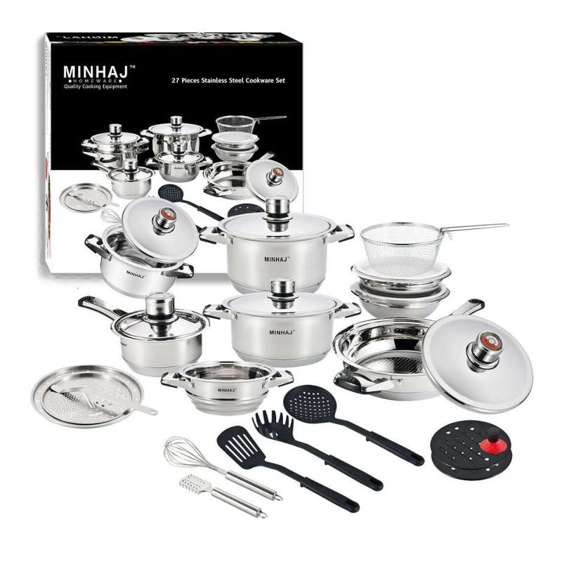 27pc Pot Set - Stainless Steel Heavy Bottom