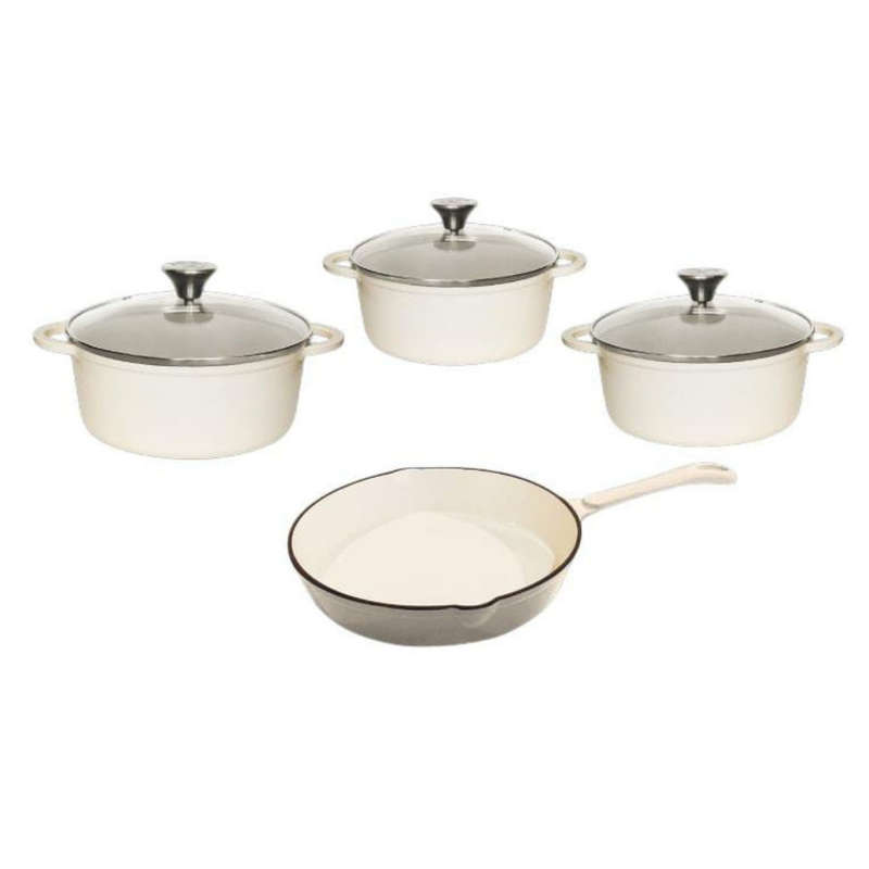 Cast Iron Pot Set - 7pc Continental Glass Lids