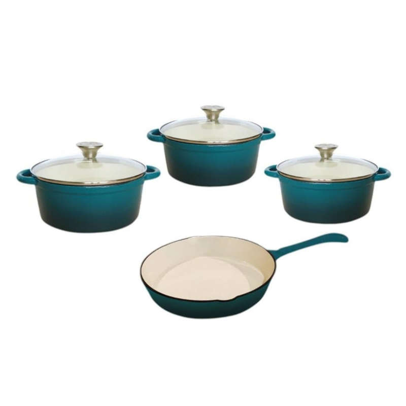 Cast Iron Pot Set - 7pc Continental Glass Lids