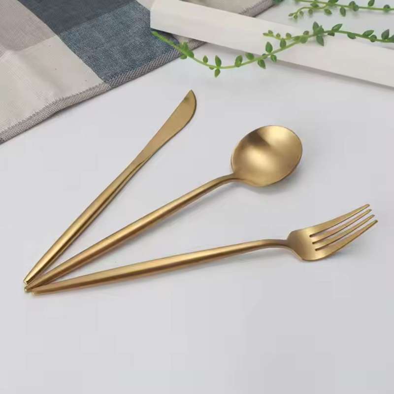 Modern Cutlery Sets - 3pc Plain Gold 187g