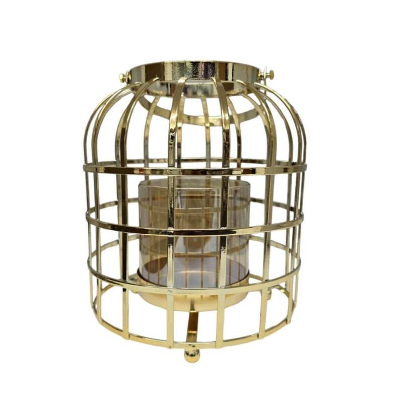 Canary Lantern Gold Cage Candle Holder