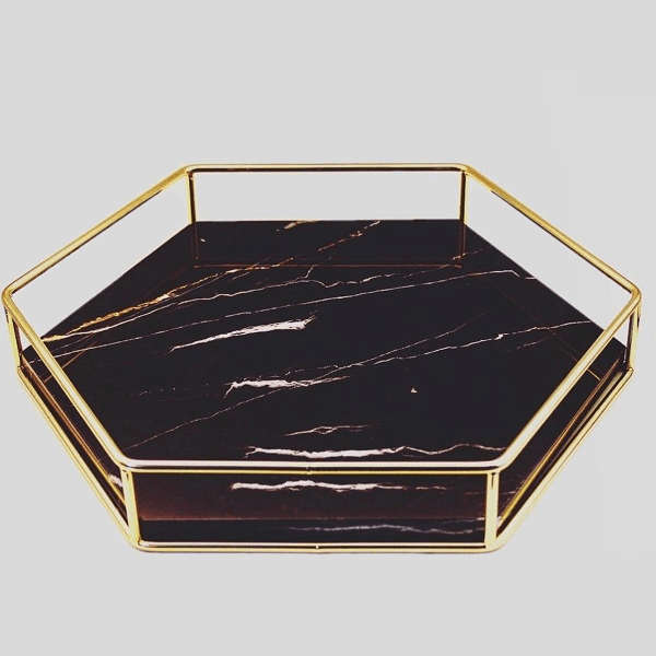 Serving Tray - Hexagon Marble Look 20cm