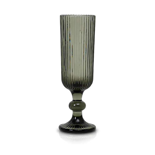 Drinkware- Reeded Glass Vintage Grey - 6pc