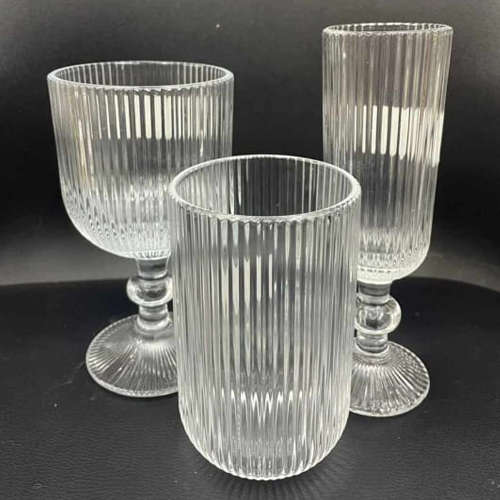 Drinkware - Reeded Glass Clear - 6pc