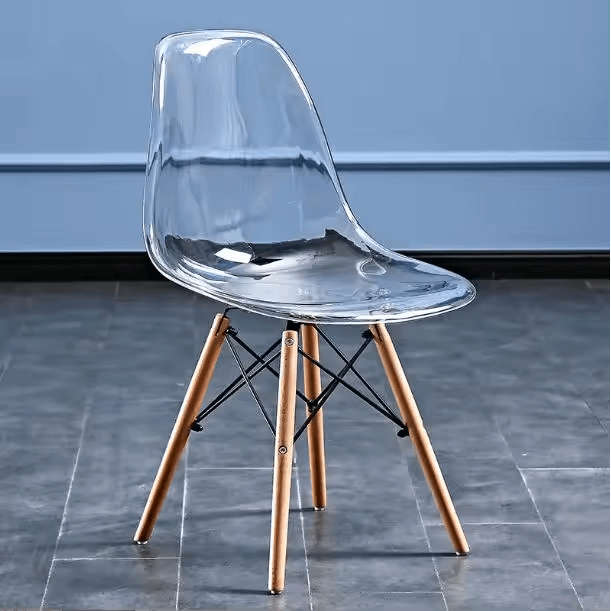Emmy Wooden Leg Cafe Chair - Clear