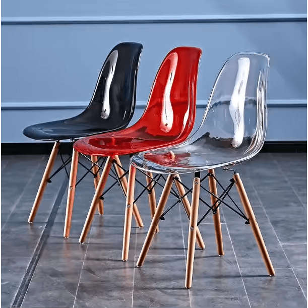 Emmy Wooden Leg Cafe Chair - Clear