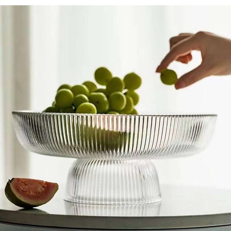 Aurora Ribbed Glass Fruit Bowl