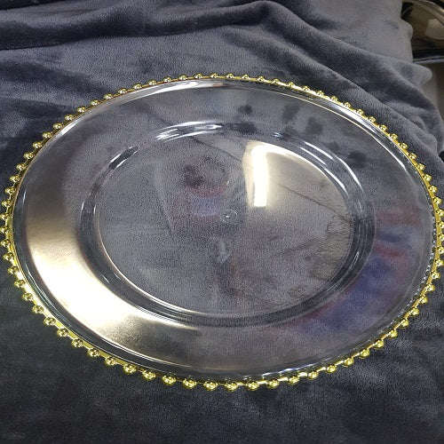 Underplates - Clear Plastic with Beaded Edge - Clear / Gold