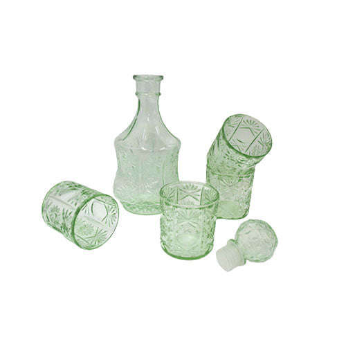 Glass Jug Set -  5pc Glass with Lid