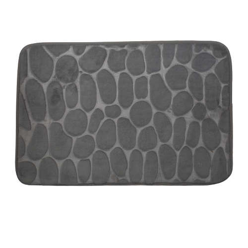 Bathroom Mat - Memory Foam Pebble Design - Grey