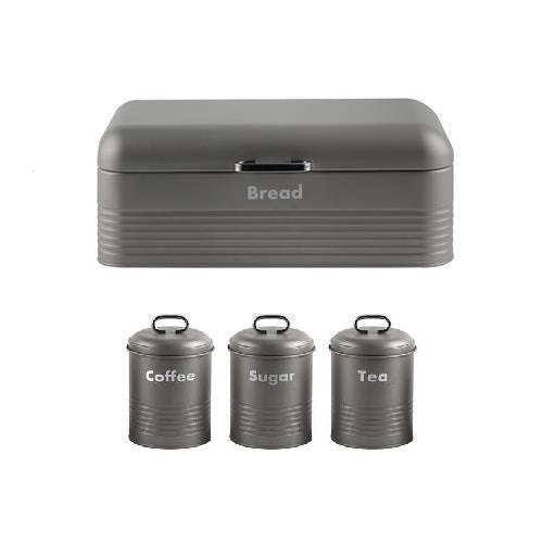 Bread Bin & Canister Set - 4pc Tin