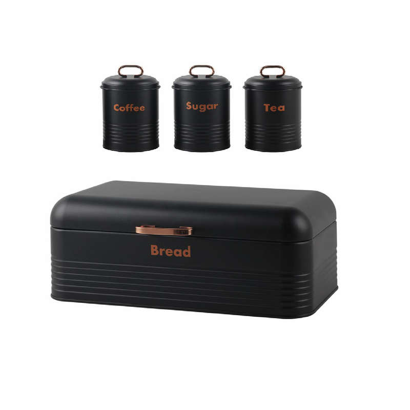 Bread Bin & Canister Set - 4pc Tin
