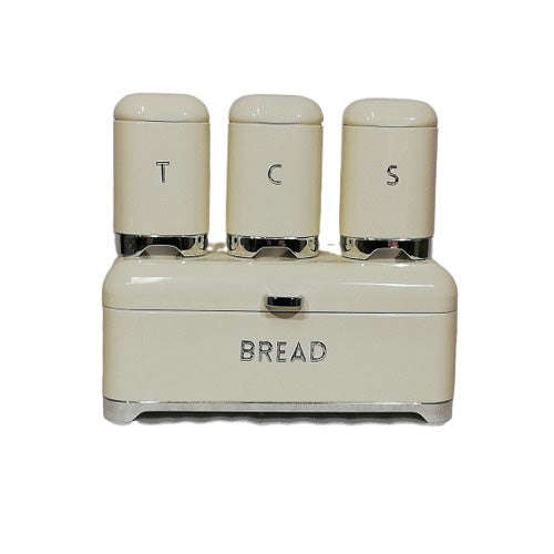 Bread Bin & Canister Set - 4pc Chrome Bottoms