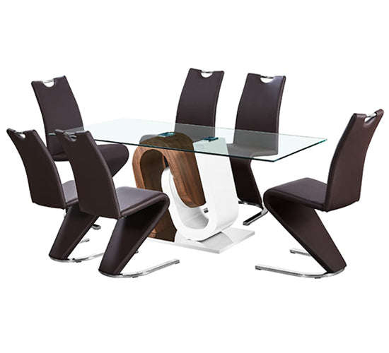 Dining Set - Glass Table + 6 Chairs - Black set
