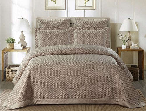 Bedding Set - Erica Bedspread Sets 5 PC - Queen / Stone