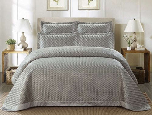 Bedding Set - Erica Bedspread Sets 5 PC - Queen / Grey
