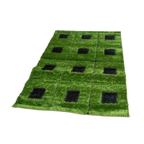 Musty Shaggy Carpet- 100cm*160cm - 6200A - Black and Green