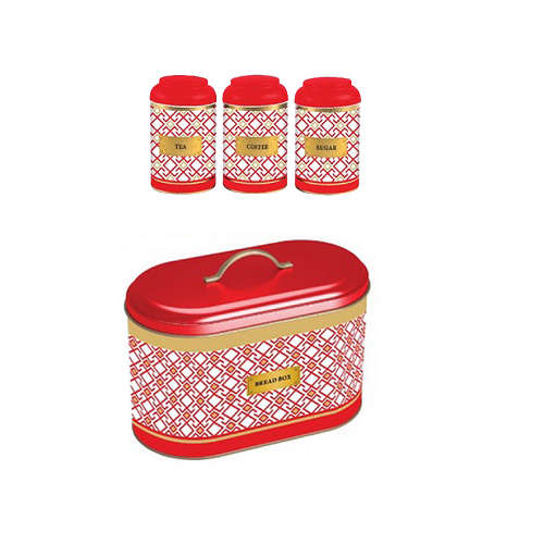 Printed Bread Bin and Canister Set - Oval