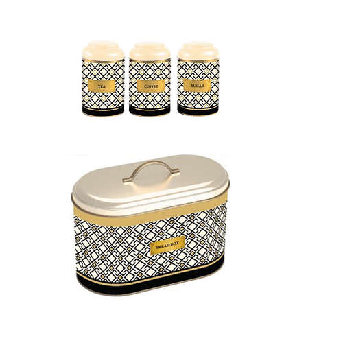 Printed Bread Bin and Canister Set - Oval
