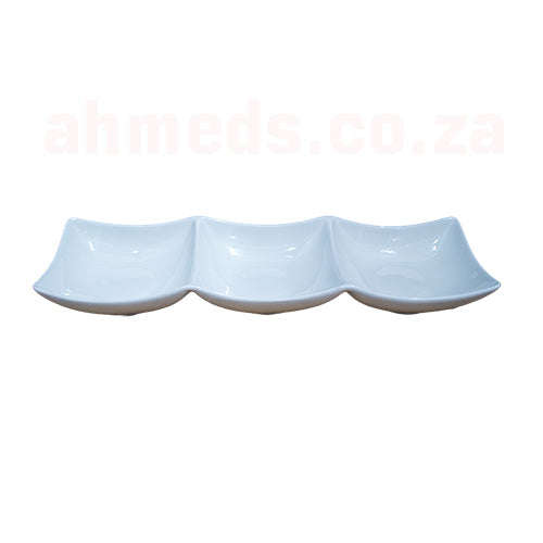Snack Platter - 3 Division Curved Square