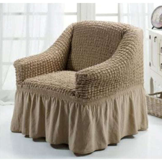 Sofa Covers - Stretch - 2+2+1+1 / Light Brown / Frilled