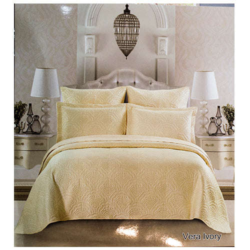 Bedding Set - 5pc Linen Set Queen - Vera Ivory
