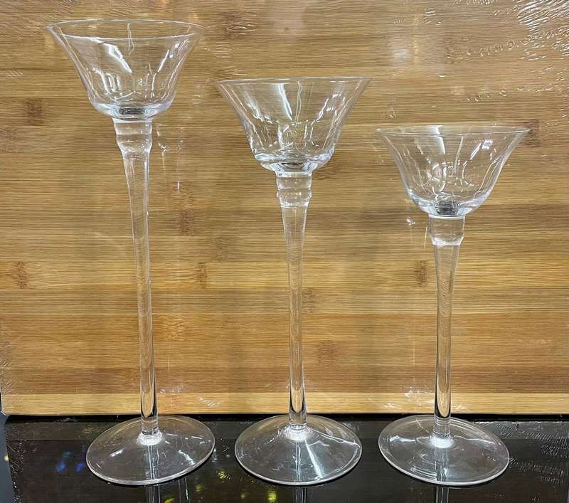 Candle Stand - 3pc Glass Zana