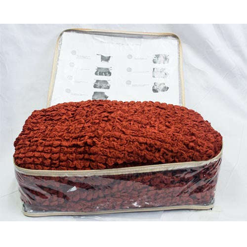 Sofa Covers - Stretch - 2+2+1+1 / Light Brown / Frilled