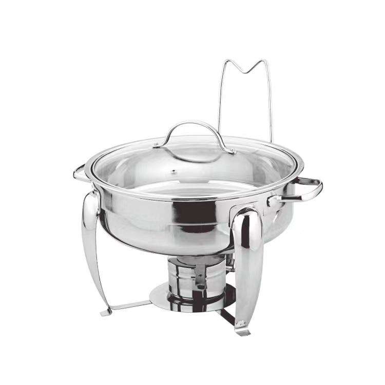 Chafing Dish - Glass Lid Thick Frame Silver