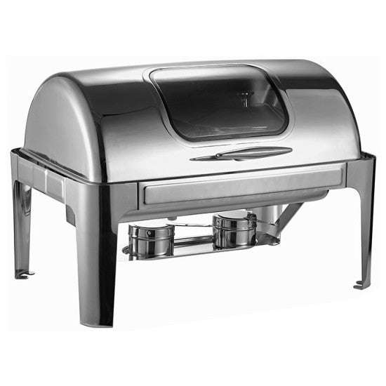 Chafing Dish - Rectangle Roll Top with Window Silver
