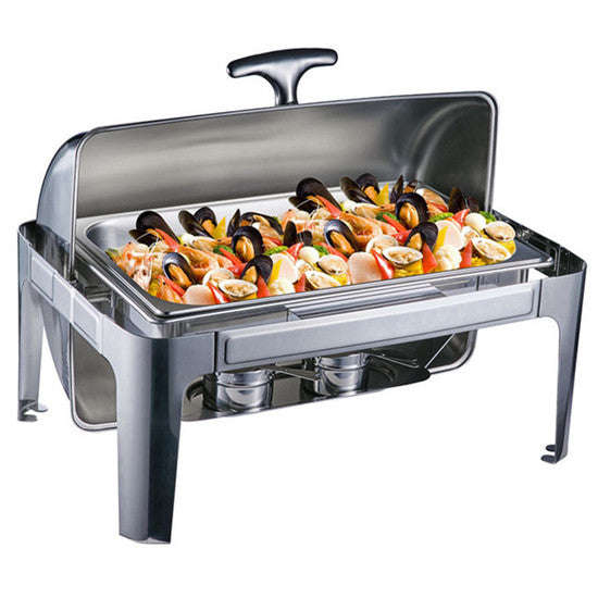 Chafing Dish - Rectangle Roll Top with Window Silver