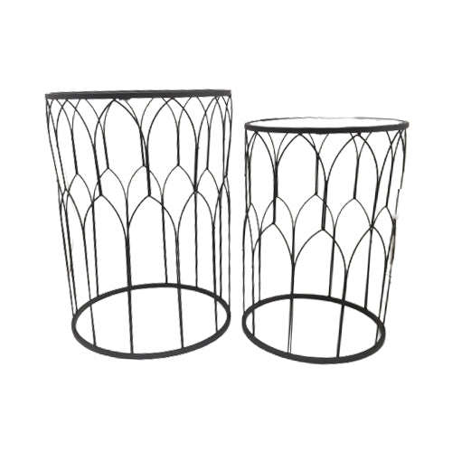 Server Tables - Geometric Side Table Set Round - Black