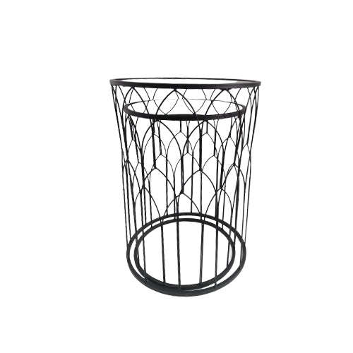 Server Tables - Geometric Side Table Set Round - Black