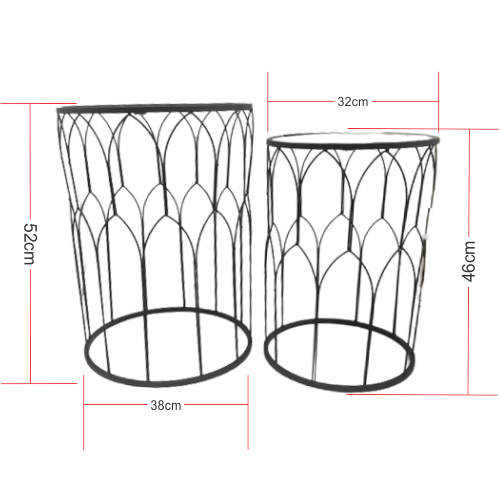 Server Tables - Geometric Side Table Set Round - Black
