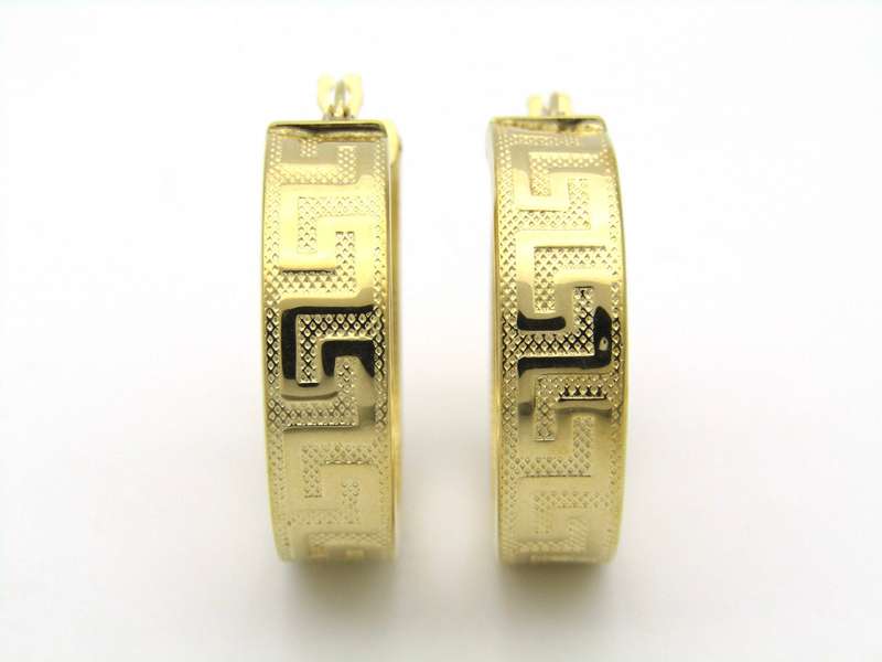 18K gold Versace style Greek Key pattern earrings.