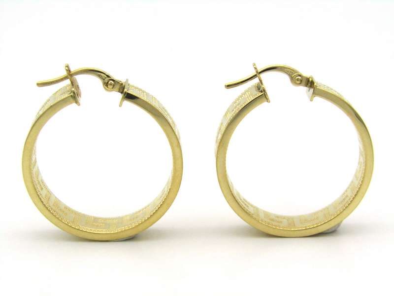 18K gold Versace style Greek Key pattern earrings.