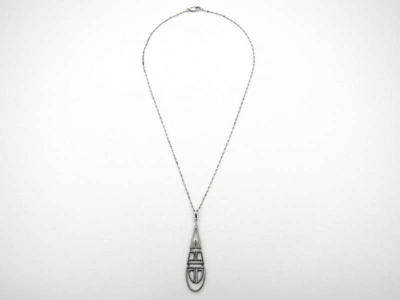 18K gold diamond Art Deco style geometric pendant.