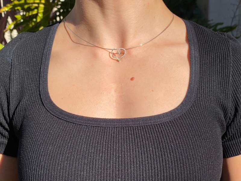 18K gold diamond heart slide pendant.