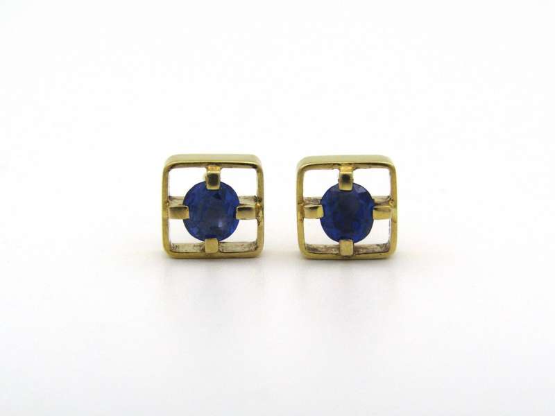 9K gold sapphire earrings by Erich Frey.