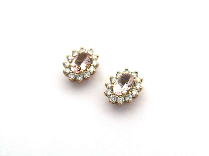 9K gold morganite and diamond earrings by Browns.
