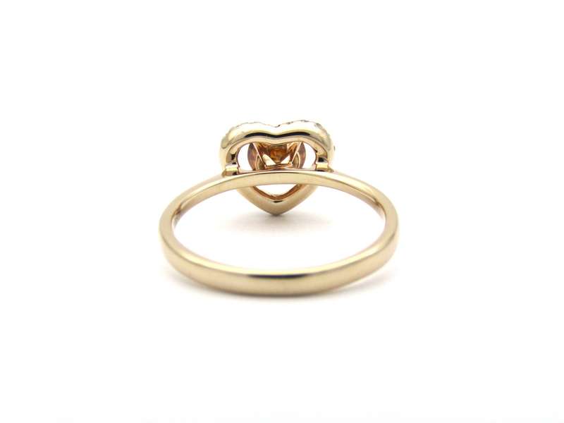 18K gold Orange diamond halo ring.
